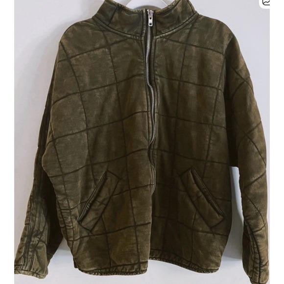 Free People's Dolman Quilted Jacket And Army Green Size Large - Picture 4 of 5